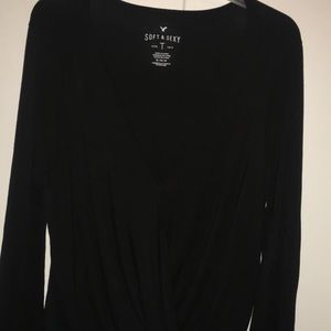 Black American Eagle Plunging Neckline Top